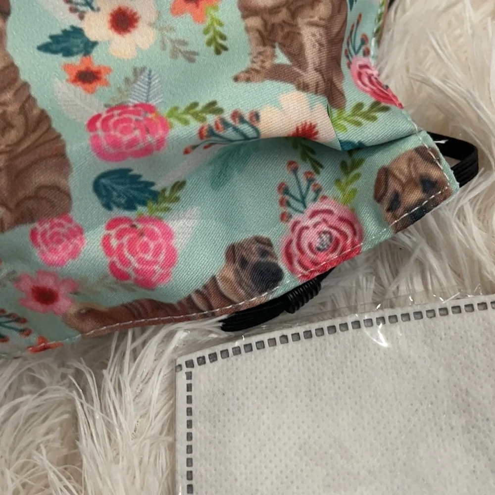 New cute floral dog face mask